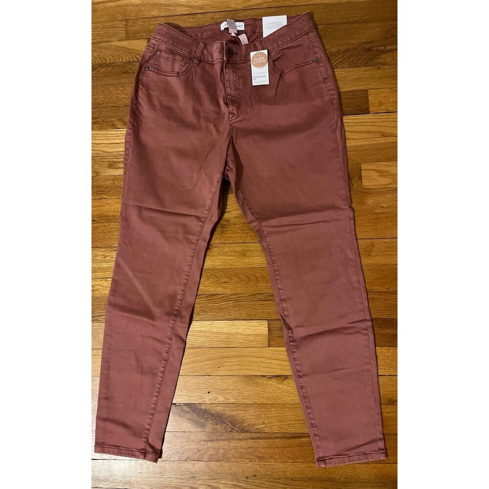 Lane Bryant Women's Burgundy Medium Wash Mid Rise Skinny 5-Pocket Jeans 14